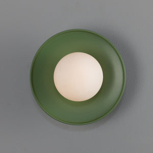 Aosta Brass Disc Bathroom Wall Light with Glass Globe IP65 - View 11