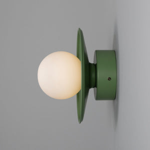 Aosta Brass Disc Bathroom Wall Light with Glass Globe IP65 - View 12