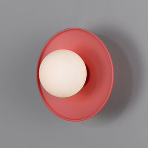 Aosta Brass Disc Bathroom Wall Light with Glass Globe IP65 - View 1