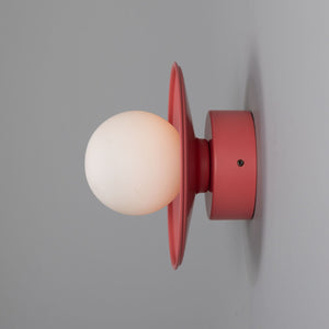Aosta Brass Disc Bathroom Wall Light with Glass Globe IP65 - View 3
