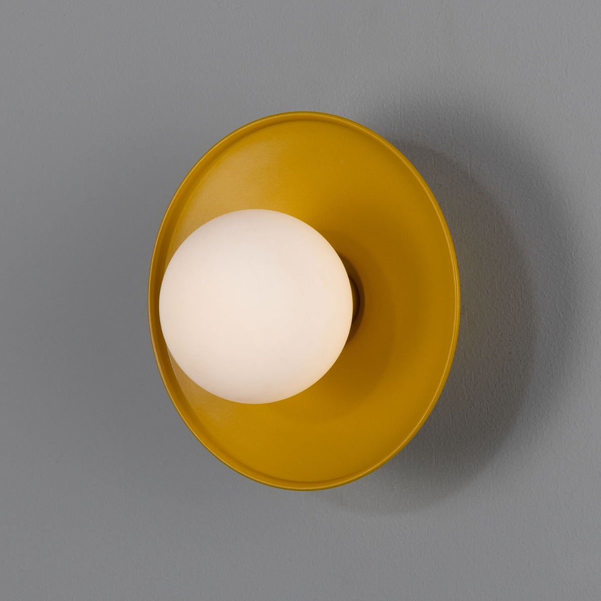 Aosta Brass Disc Bathroom Wall Light with Glass Globe IP65 - View 19