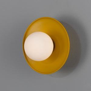 Aosta Brass Disc Bathroom Wall Light with Glass Globe IP65 - View 19