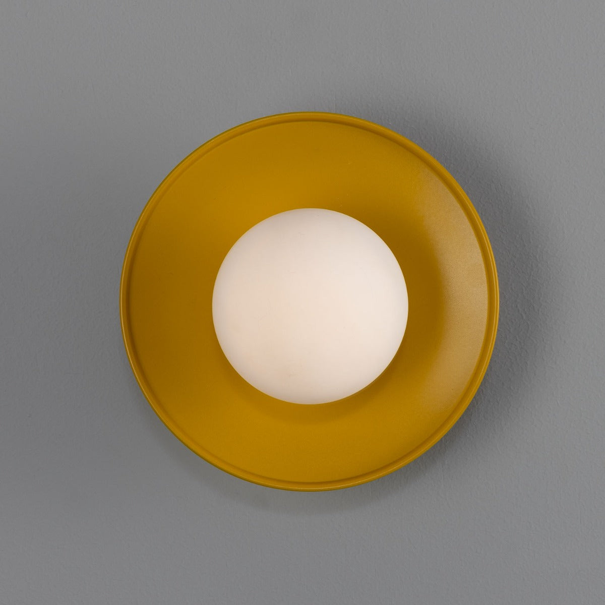 Aosta Brass Disc Bathroom Wall Light with Glass Globe IP65 - View 20