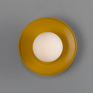 Aosta Brass Disc Bathroom Wall Light with Glass Globe IP65 - View 20