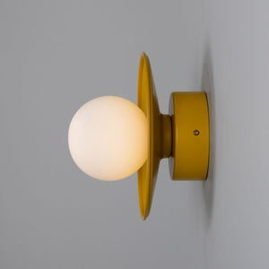 Aosta Brass Disc Bathroom Wall Light with Glass Globe IP65 - View 21