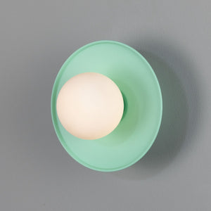 Aosta Brass Disc Bathroom Wall Light with Glass Globe IP65 - View 13