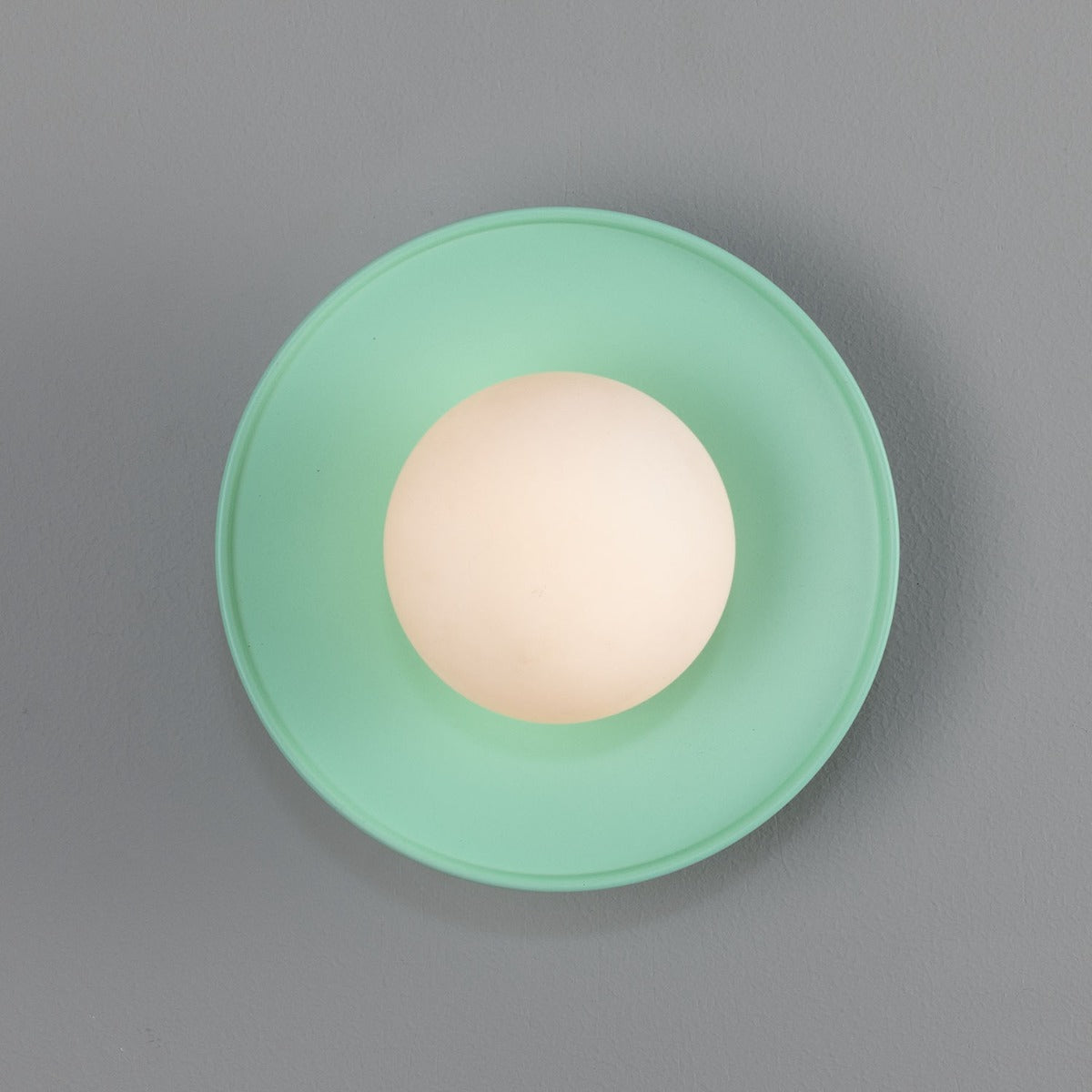 Aosta Brass Disc Bathroom Wall Light with Glass Globe IP65 - View 14