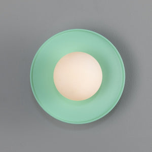 Aosta Brass Disc Bathroom Wall Light with Glass Globe IP65 - View 14