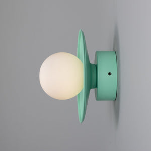 Aosta Brass Disc Bathroom Wall Light with Glass Globe IP65 - View 15
