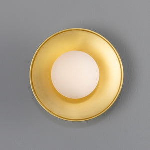 Aosta Brass Disc Bathroom Wall Light with Glass Globe IP65 - View 8