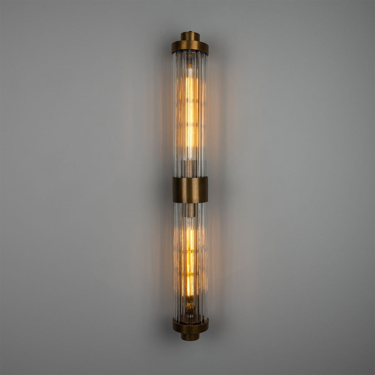 Double Louise Clear Glass Bathroom Wall Light 88cm IP44 - View 4