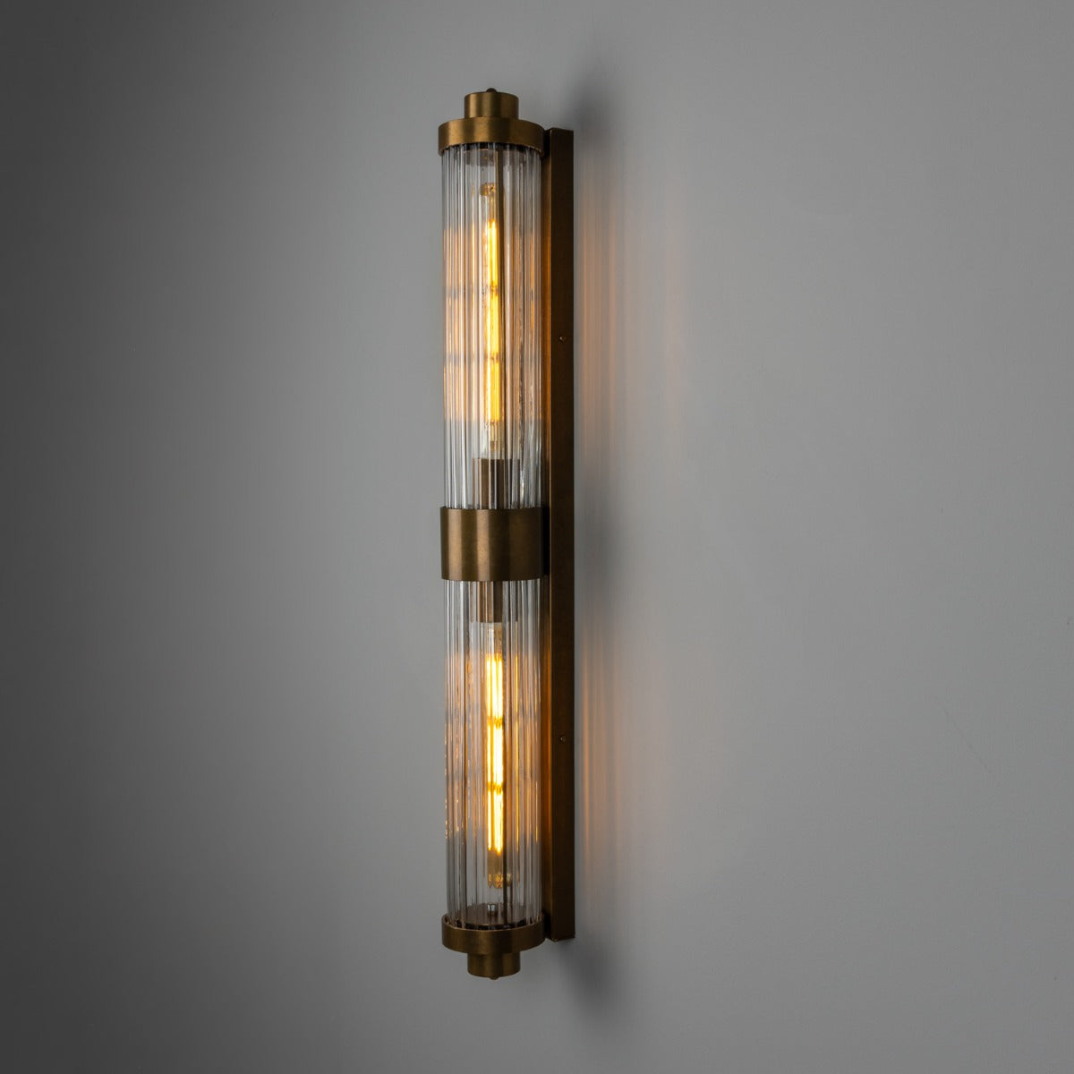 Double Louise Clear Glass Bathroom Wall Light 88cm IP44 - Main View