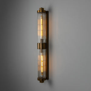 Double Louise Clear Glass Bathroom Wall Light 88cm IP44 - Main View