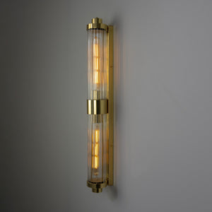 Double Louise Clear Glass Bathroom Wall Light 88cm IP44 - View 5