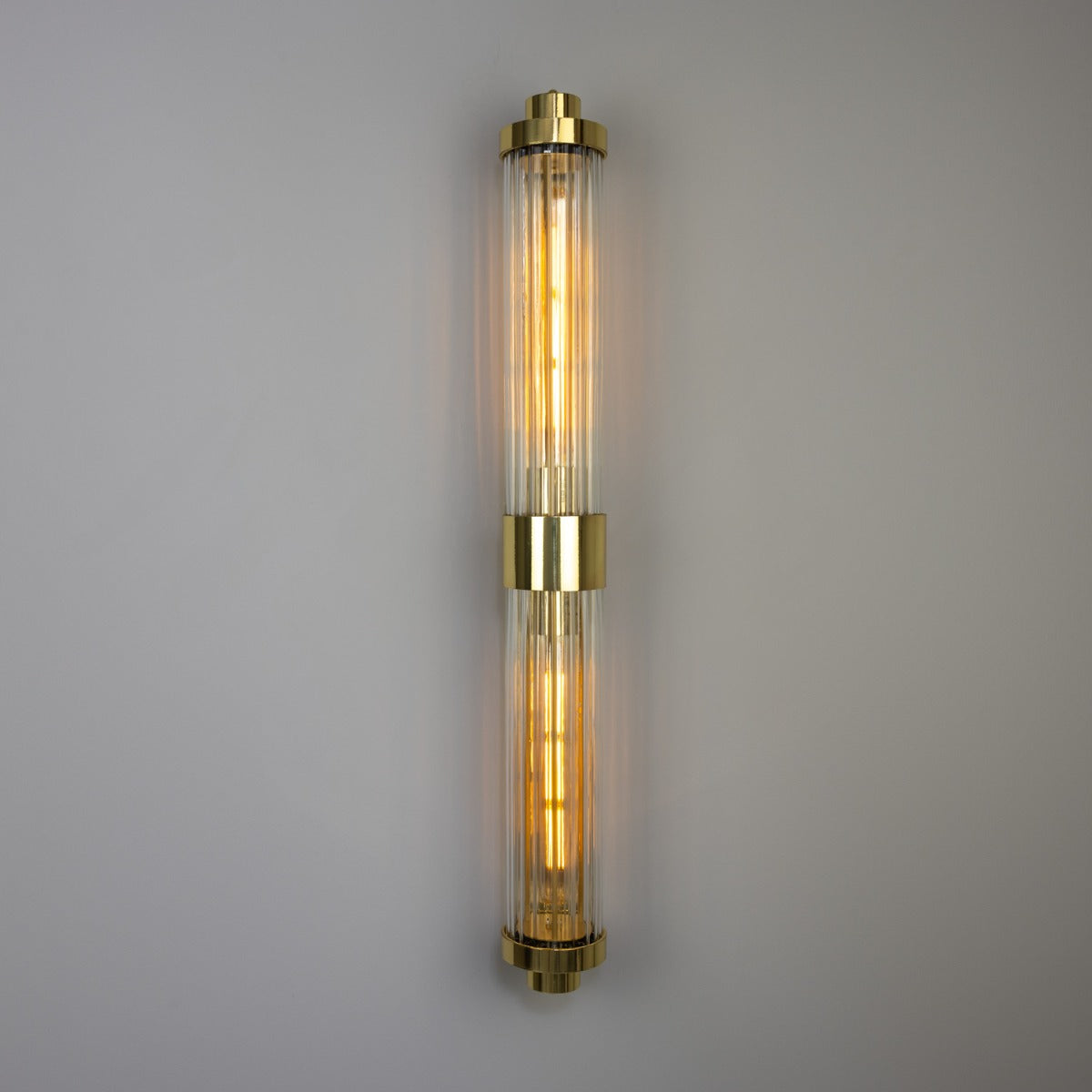 Double Louise Clear Glass Bathroom Wall Light 88cm IP44 - View 7