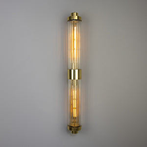 Double Louise Clear Glass Bathroom Wall Light 88cm IP44 - View 7