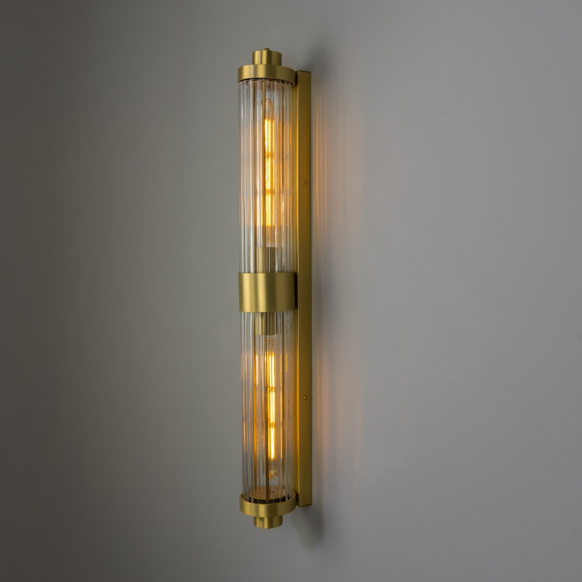 Double Louise Clear Glass Bathroom Wall Light 88cm IP44 - View 9