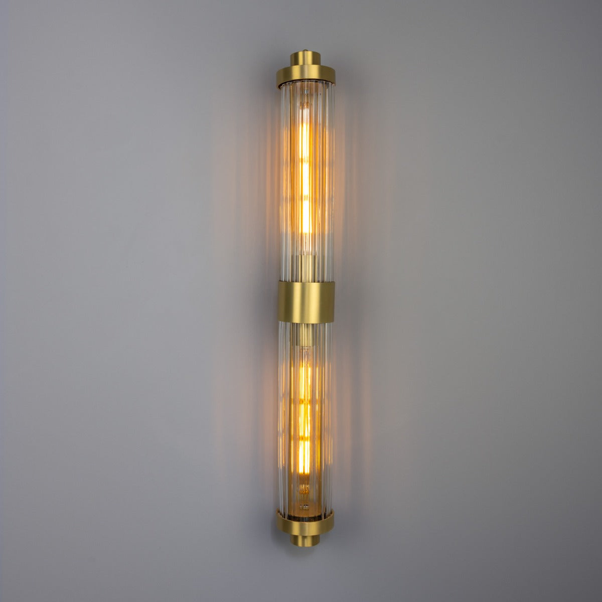 Double Louise Clear Glass Bathroom Wall Light 88cm IP44 - View 8