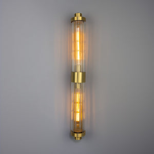 Double Louise Clear Glass Bathroom Wall Light 88cm IP44 - View 8