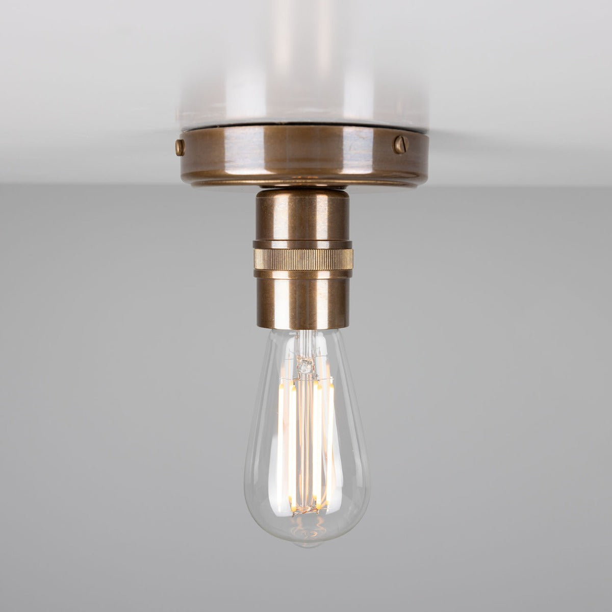 Devon Minimalist Brass Flush Ceiling Light - View 3
