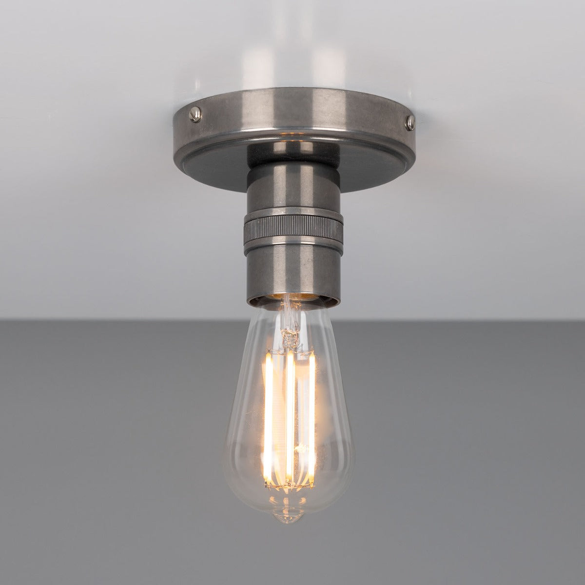 Devon Minimalist Brass Flush Ceiling Light - View 4