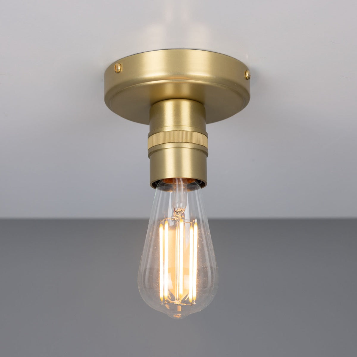 Devon Minimalist Brass Flush Ceiling Light - View 6