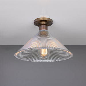 Hanoi Vintage Prismatic Glass Flush Ceiling Light 30cm - View 3