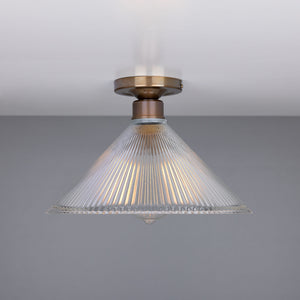 Hanoi Vintage Prismatic Glass Flush Ceiling Light 30cm - View 4