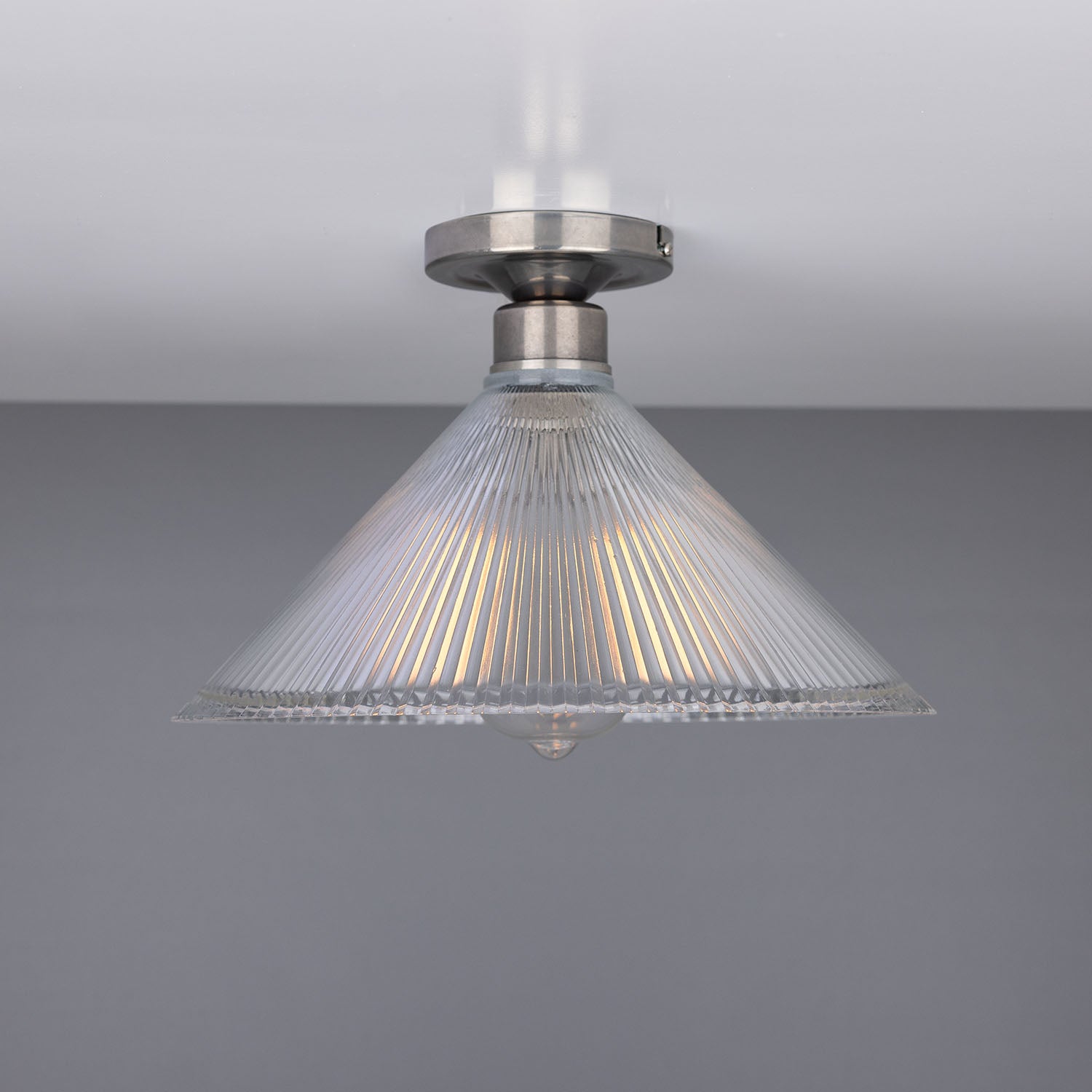 Hanoi Vintage Prismatic Glass Flush Ceiling Light 30cm - View 6