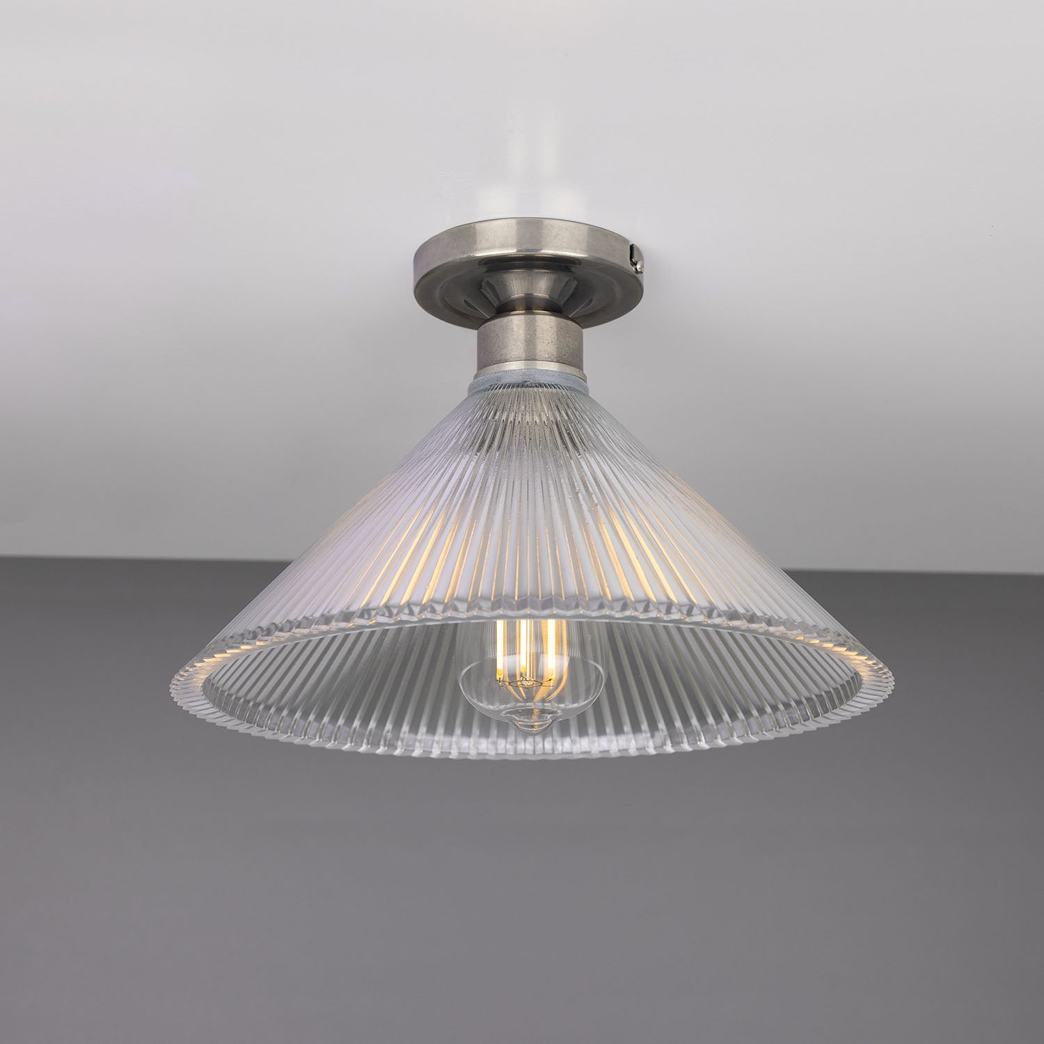 Hanoi Vintage Prismatic Glass Flush Ceiling Light 30cm - View 5