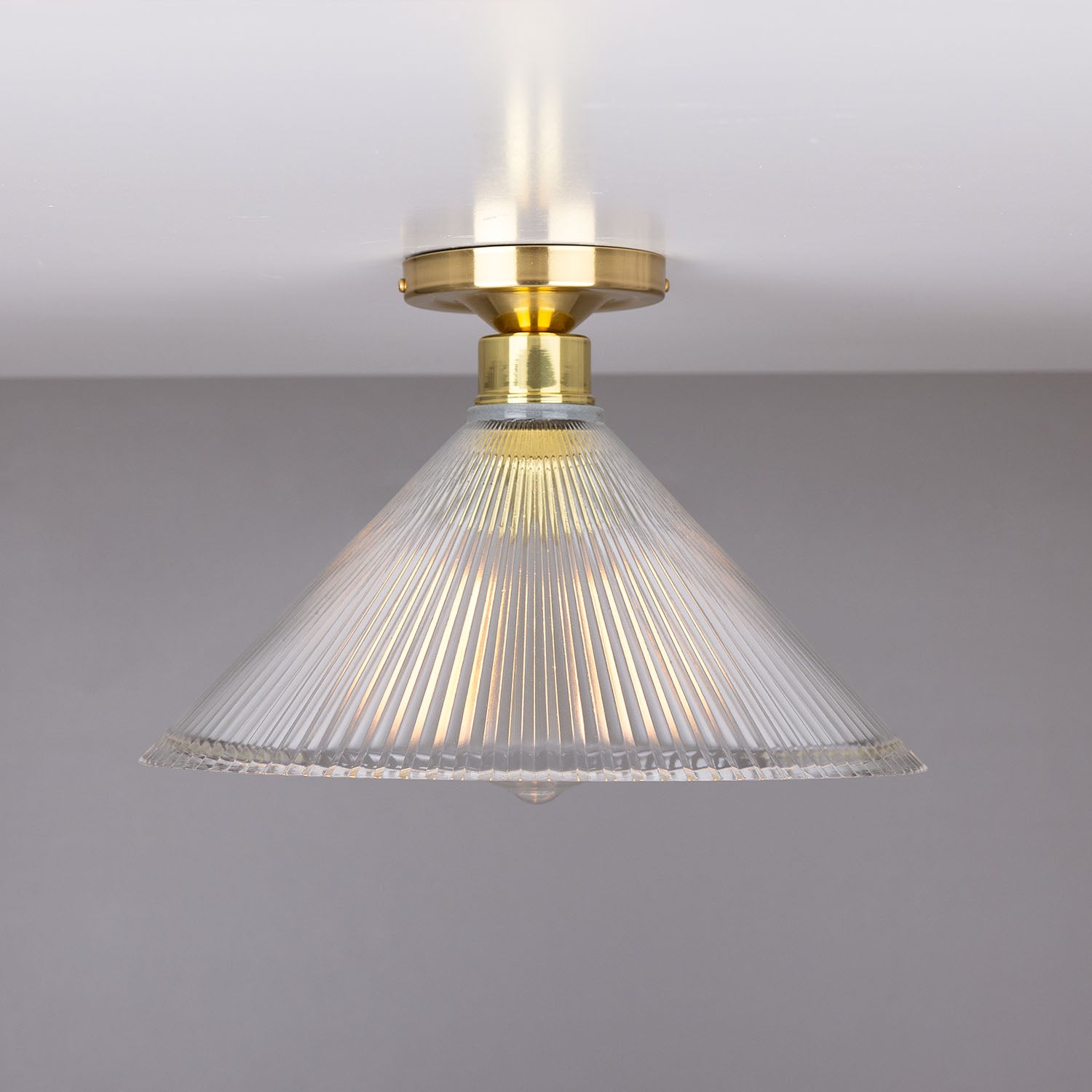 Hanoi Vintage Prismatic Glass Flush Ceiling Light 30cm - View 8