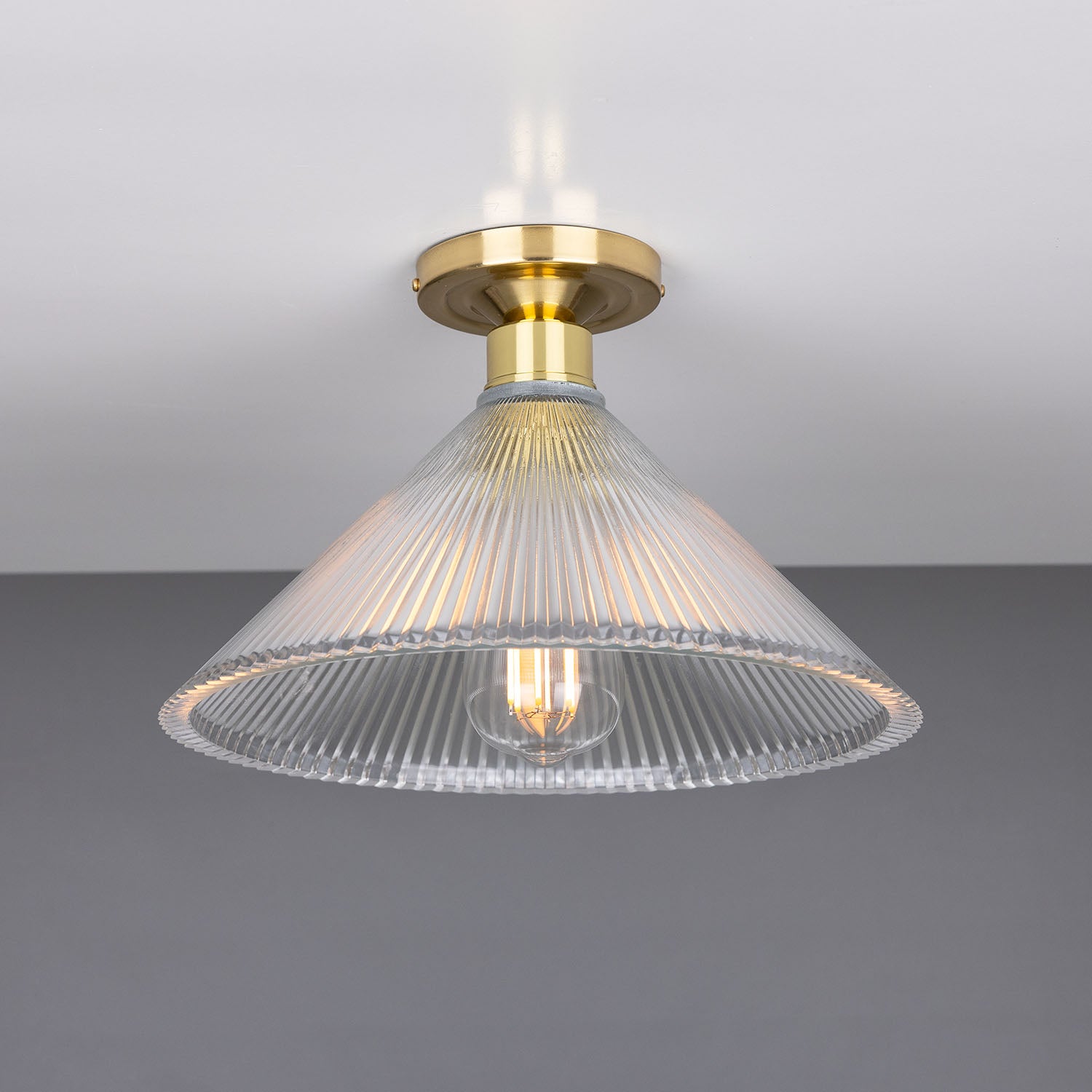 Hanoi Vintage Prismatic Glass Flush Ceiling Light 30cm - View 7