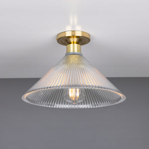 Hanoi Vintage Prismatic Glass Flush Ceiling Light 30cm - View 7