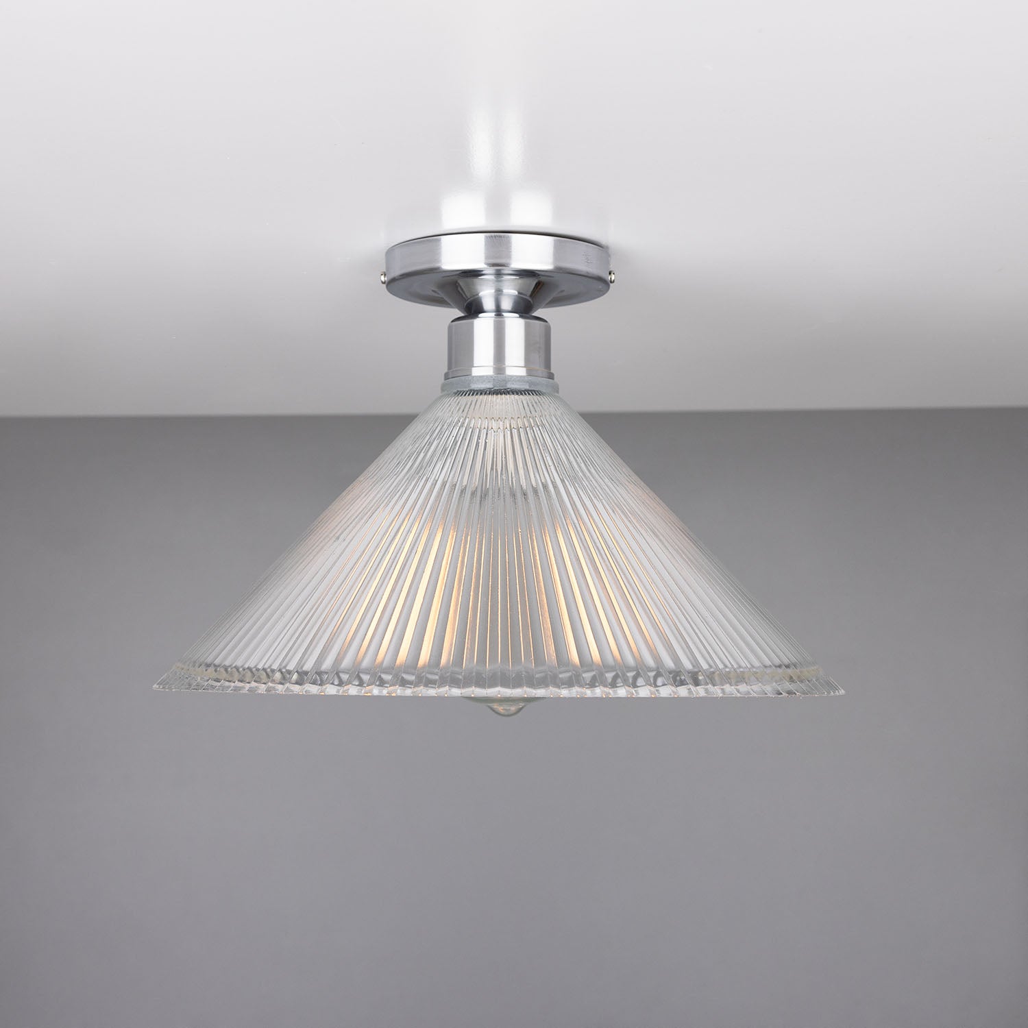 Hanoi Vintage Prismatic Glass Flush Ceiling Light 30cm - View 10
