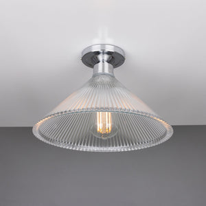 Hanoi Vintage Prismatic Glass Flush Ceiling Light 30cm - View 9