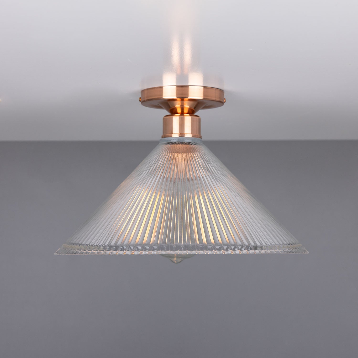 Hanoi Vintage Prismatic Glass Flush Ceiling Light 30cm - View 12