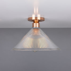 Hanoi Vintage Prismatic Glass Flush Ceiling Light 30cm - View 12