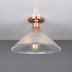 Hanoi Vintage Prismatic Glass Flush Ceiling Light 30cm - View 11