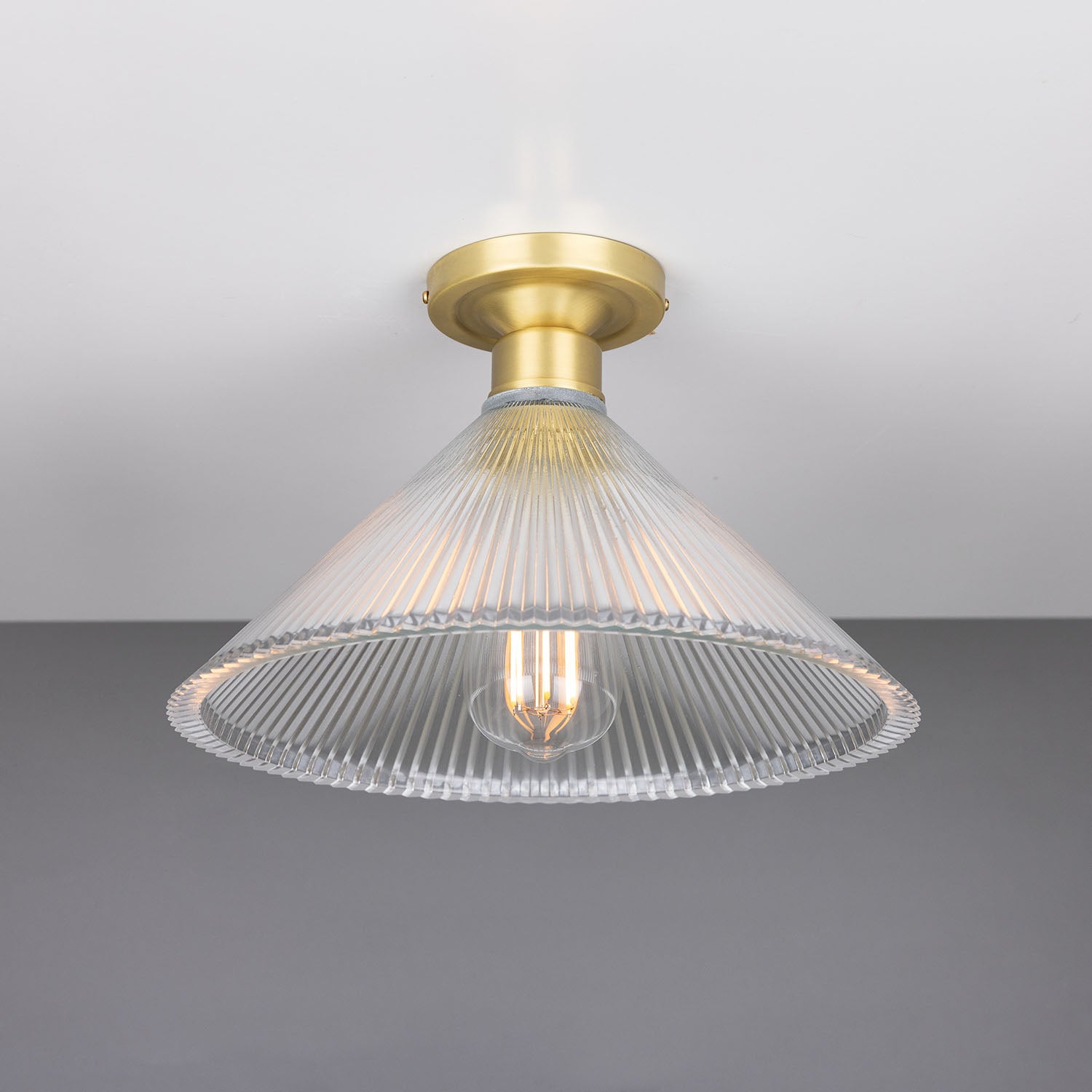 Hanoi Vintage Prismatic Glass Flush Ceiling Light 30cm - Main View