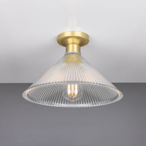 Hanoi Vintage Prismatic Glass Flush Ceiling Light 30cm - Main View