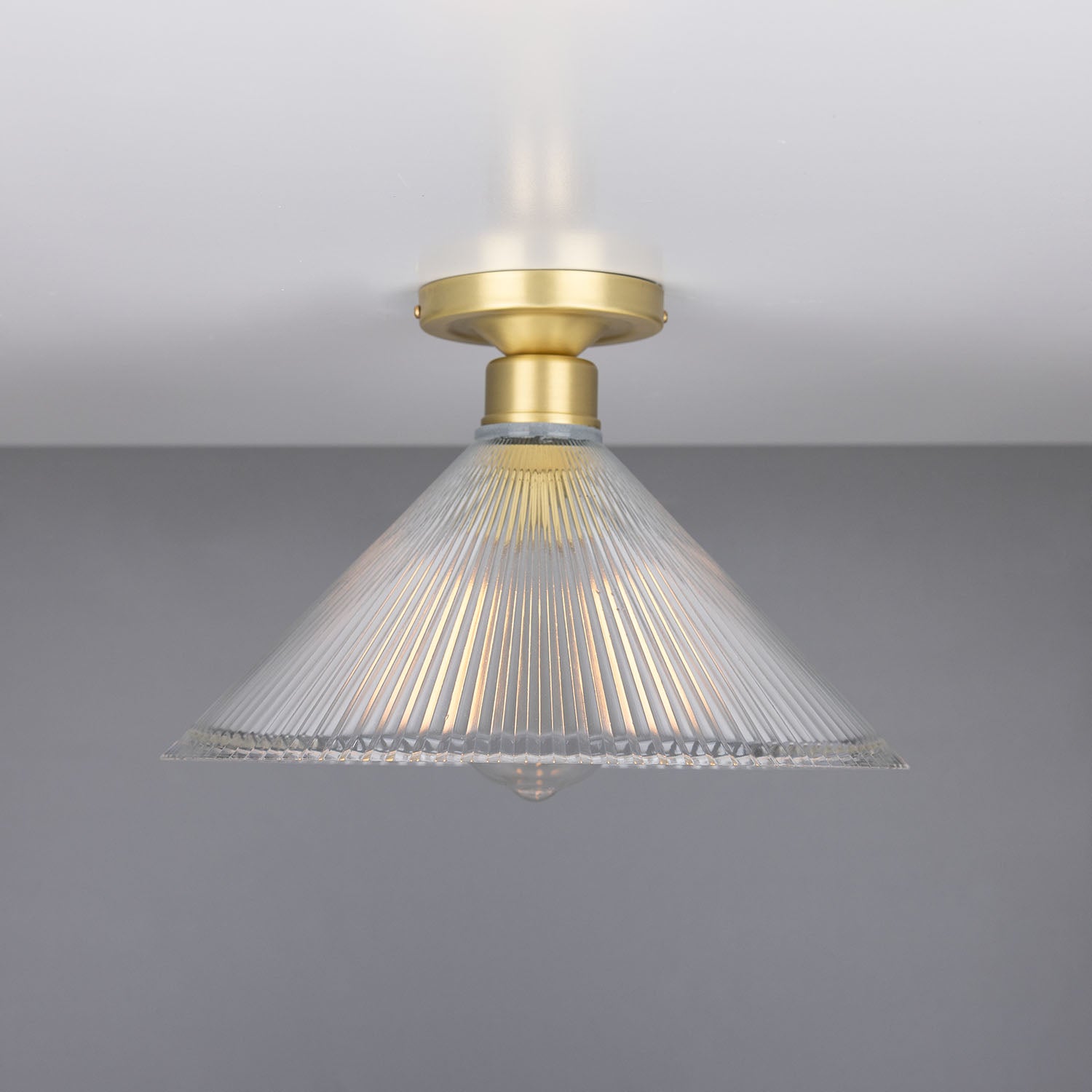 Hanoi Vintage Prismatic Glass Flush Ceiling Light 30cm - View 2