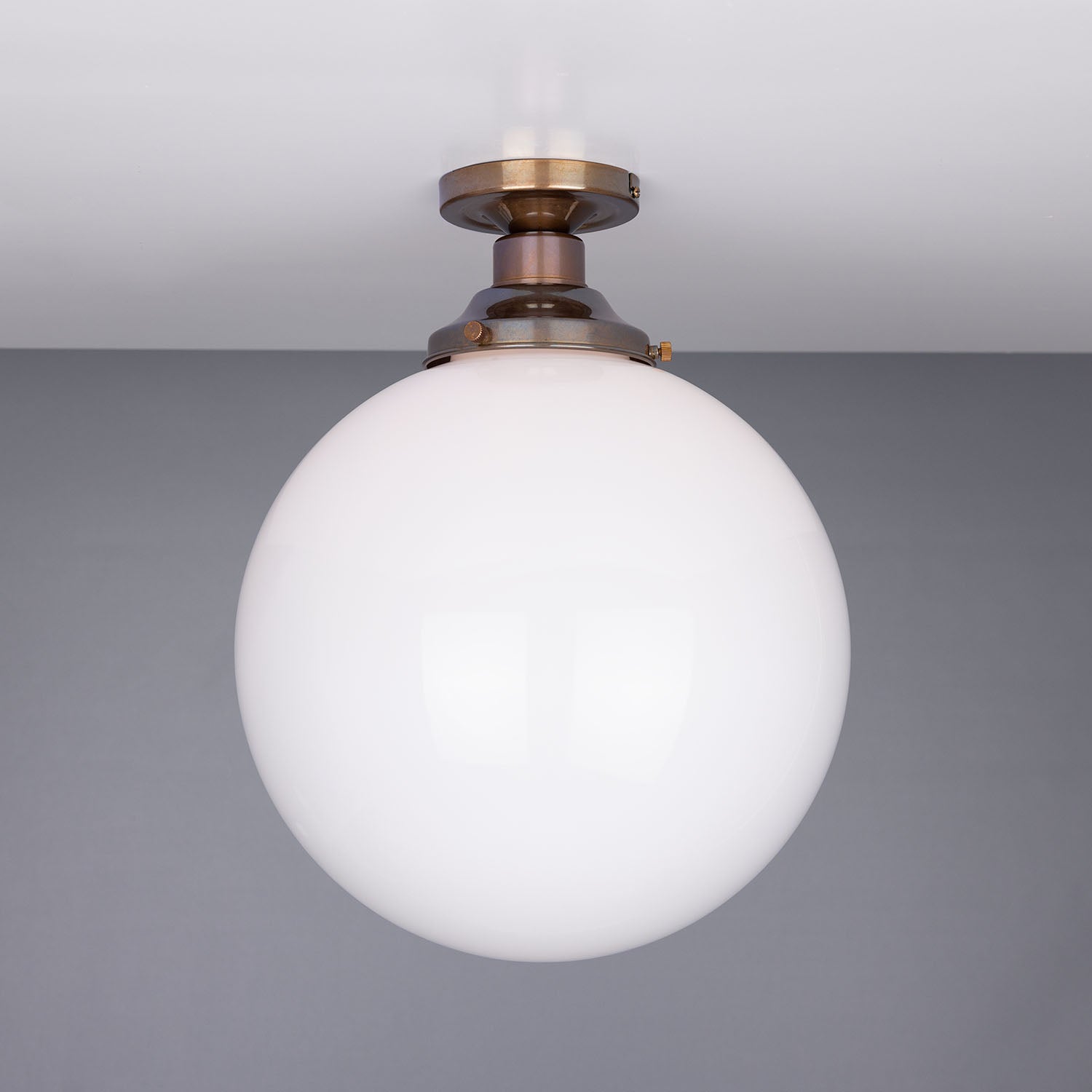 Yerevan Opal Globe Flush Ceiling Light 30cm IP20 - View 2