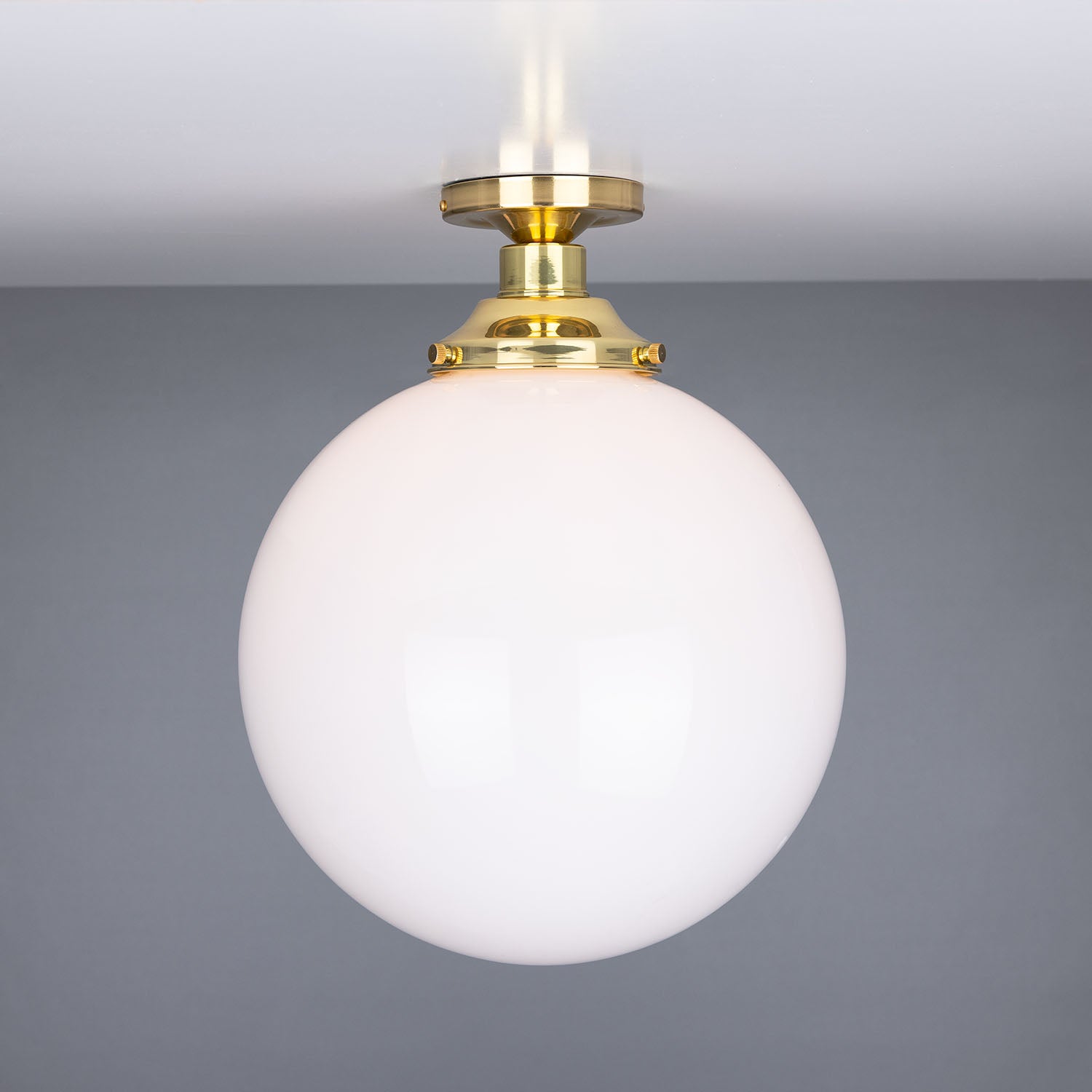 Yerevan Opal Globe Flush Ceiling Light 30cm IP20 - View 5