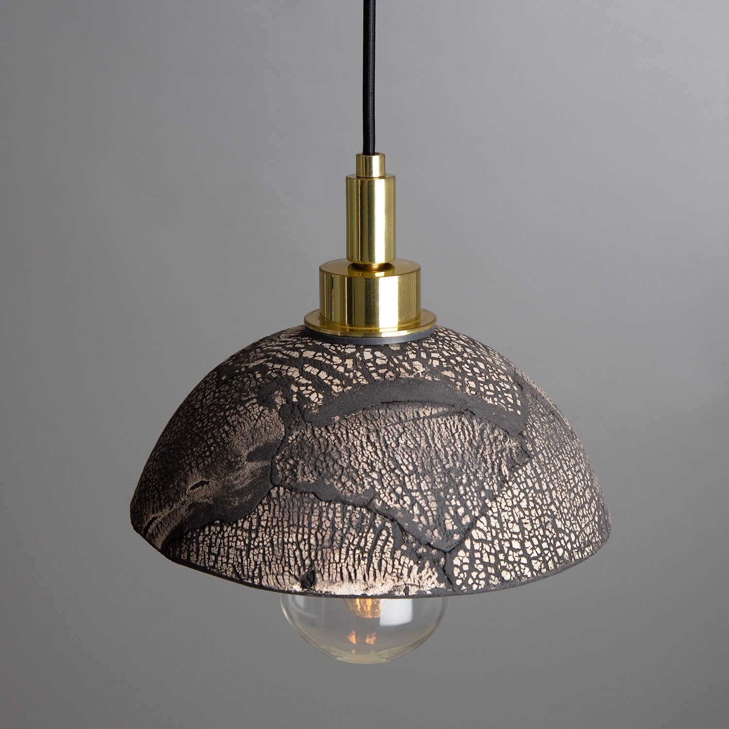 Kingii Ceramic Dome Bathroom Pendant Light 20cm, Black Clay IP44 - View 3