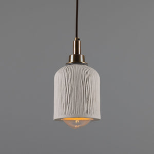 Osier Organic Ceramic Bathroom Pendant Light 11.5cm, Matte White Striped IP44 - View 7