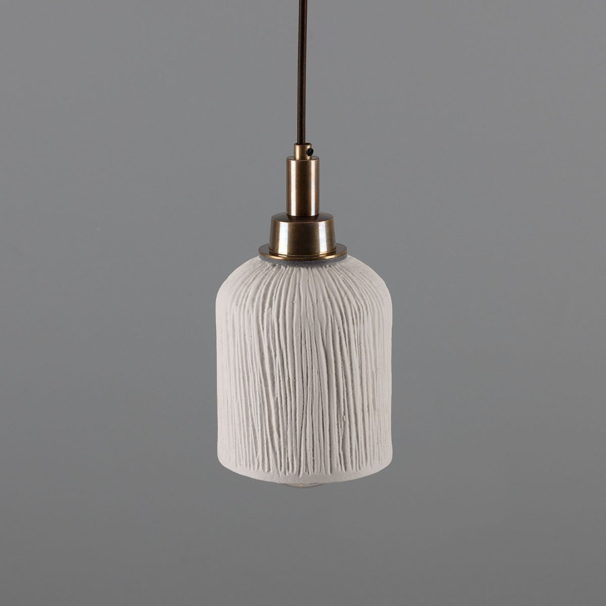Osier Organic Ceramic Bathroom Pendant Light 11.5cm, Matte White Striped IP44 - View 8
