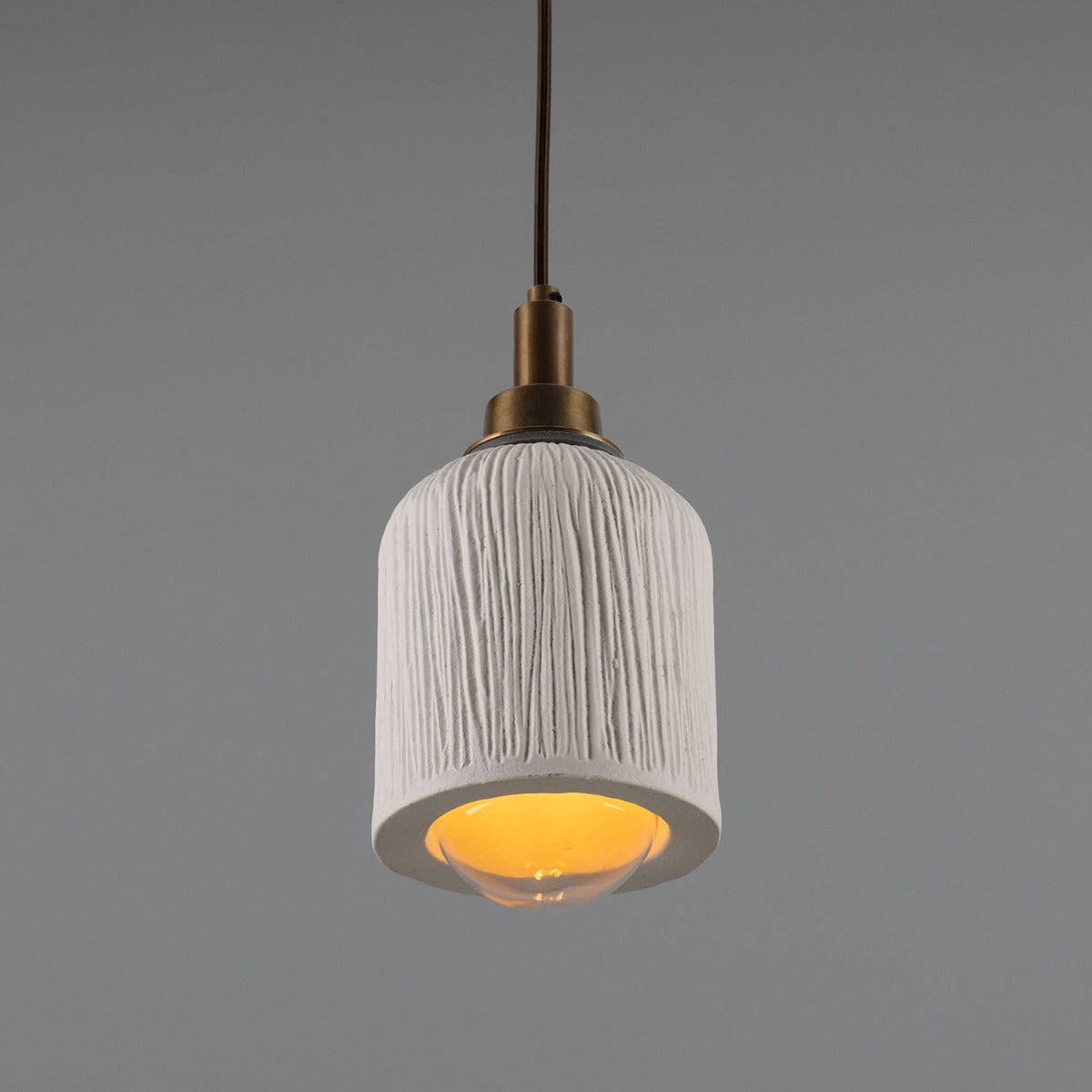 Osier Organic Ceramic Bathroom Pendant Light 11.5cm, Matte White Striped IP44 - View 9