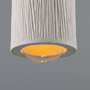 Osier Organic Ceramic Bathroom Pendant Light 11.5cm, Matte White Striped IP44 - View 10