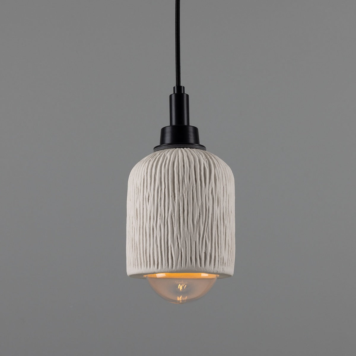 Osier Organic Ceramic Bathroom Pendant Light 11.5cm, Matte White Striped IP44 - View 13