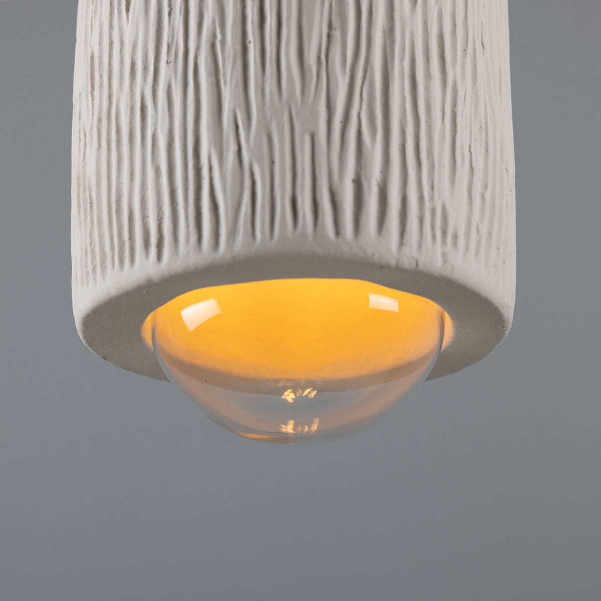 Osier Organic Ceramic Bathroom Pendant Light 11.5cm, Matte White Striped IP44 - View 16